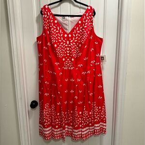 Anne Klein Red and White Patterned Women’s  Size 22 Dress NWT